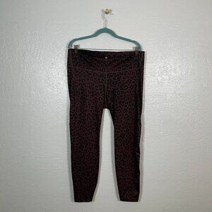 Gap Fit Women Maternity L Brown Black Animal Print Leggings Athleisure Workout